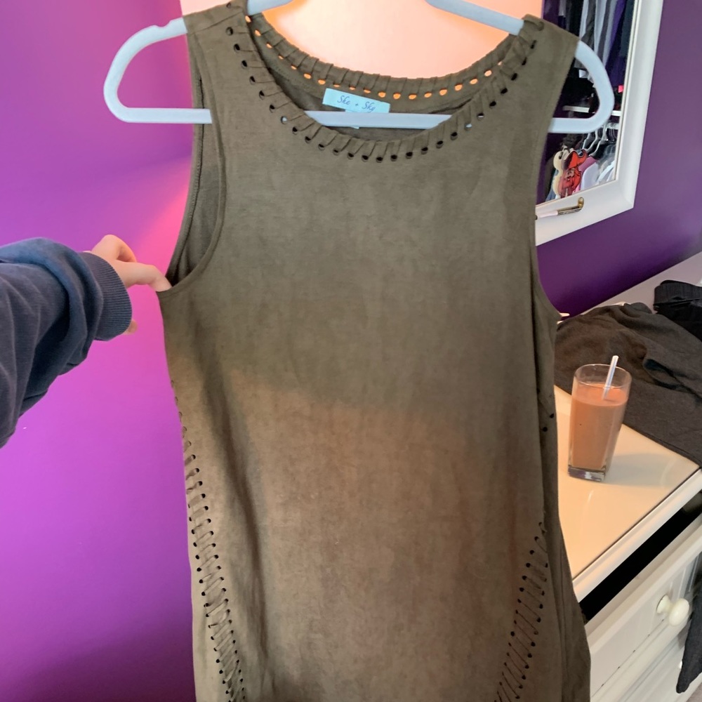 she + sky tank top midi green dress (Size Small)